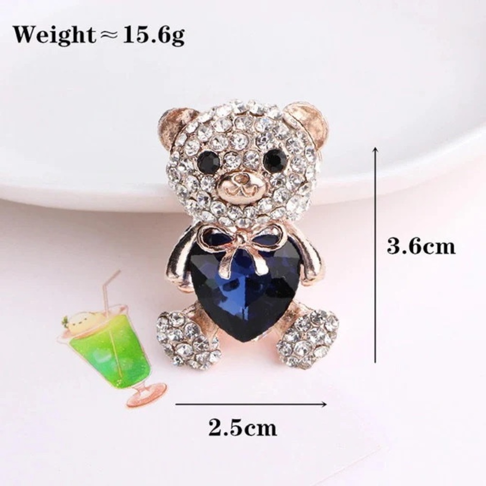 Valentines Brooch Cute Cartoon Heart Bear With Exquisite Cute Teddy Bear - Picture 3 of 4